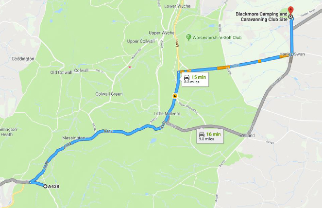 Camping sites local to the WCRA Championships venue